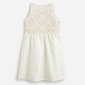 NWT Crewcuts J. Crew Crochet Combo Dress Sleeveless Natural Beige Girls Size XL